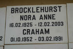BROCKLEHURST Nora Anne 1925-2003 :: BROCKLEHURST Graham 1952-1991