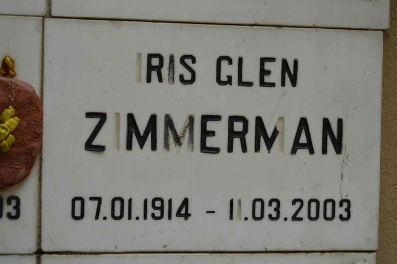 ZIMMERMAN Iris Glen 1914-2003