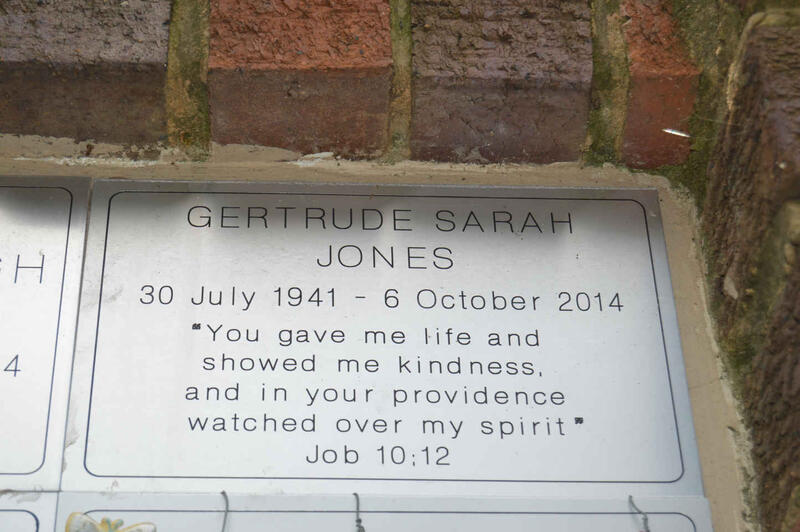 JONES Gertrude Sarah 1941-2014