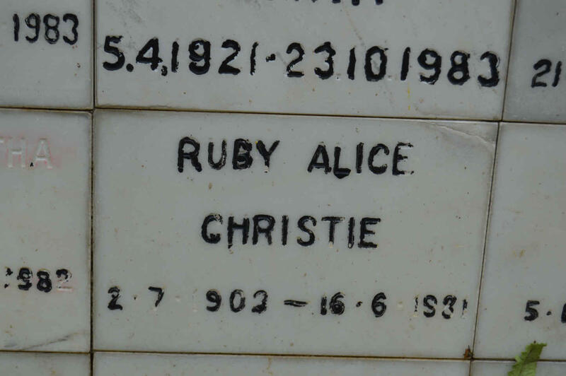 CHRISTIE Ruby Alice 1902-1981