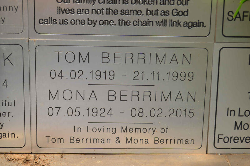 BERRIMAN Tom 1919-1999 & Mona 1924-2015