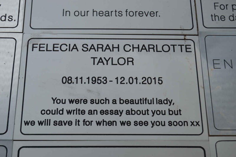 TAYLOR Felecia Sarah Charlotte 1953-2015