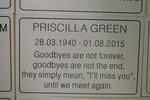 GREEN Priscilla 1940-2015