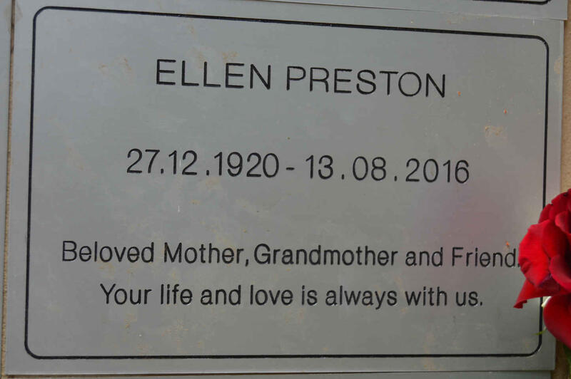 PRESTON Ellen 1920-2016