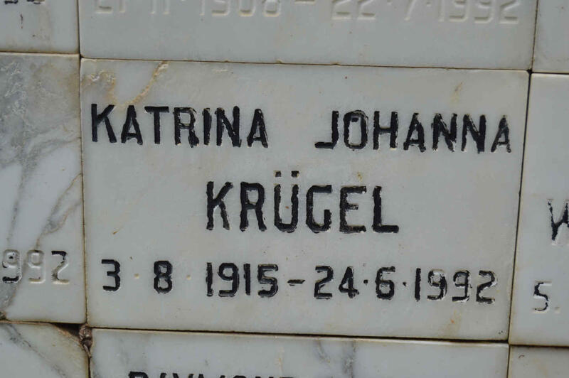 KRUGEL Katrina Johanna 1915-1992
