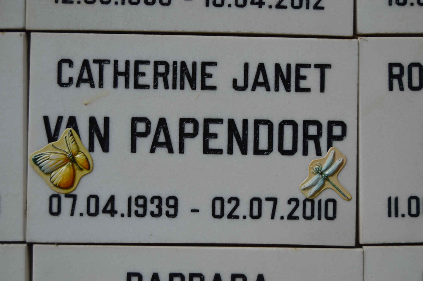 PAPENDORP Catherine Janet, van 1939-2010