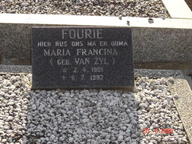 FOURIE Maria Francina nee VAN ZYL 1901-1982