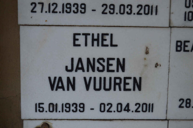 VUUREN Ethel, Jansen van 1939-2011