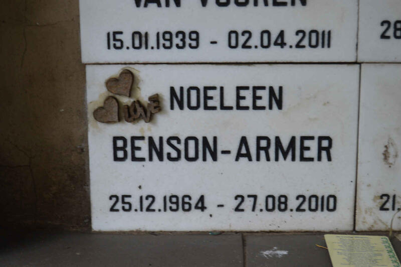 ARMER Noeleen, BENSON 1964-2010
