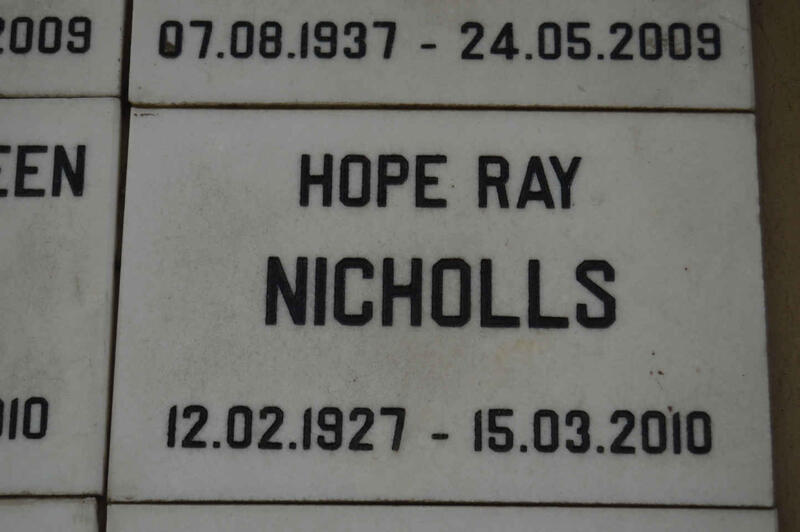 NICHOLLS Hope Ray 1927-2010