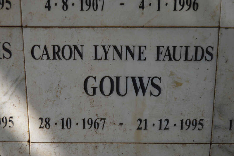 GOUWS Caron Lynne Faulds 1967-1995