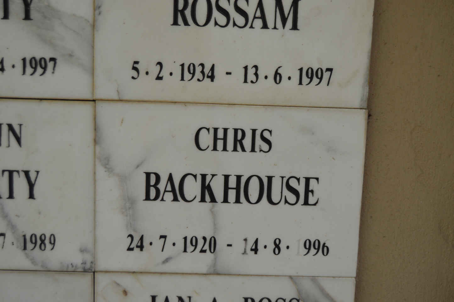 BACKHOUSE Chris 1920-1996