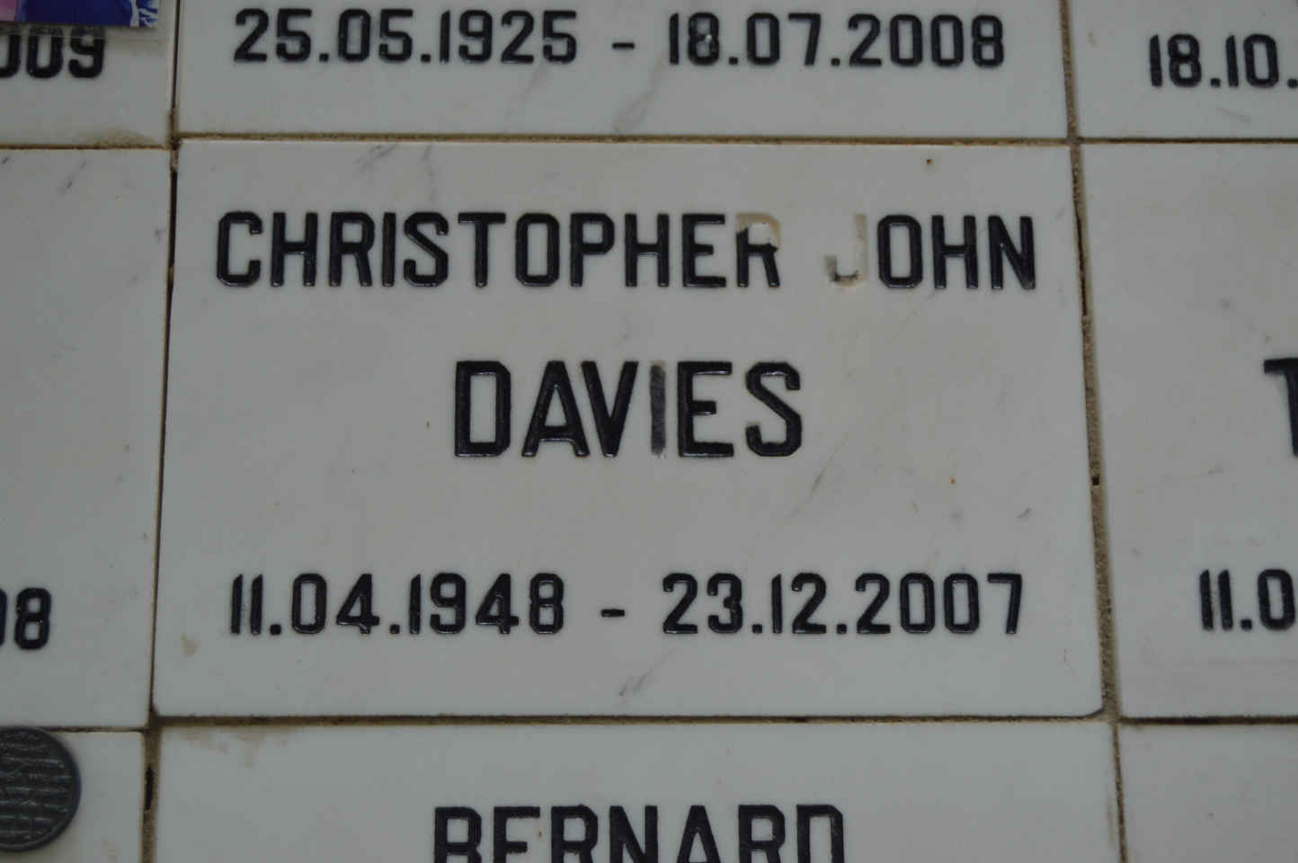 DAVIES Christopher John 1948-2007