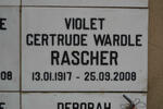 RASCHER Violet Gertrude Wardle 1917-2008