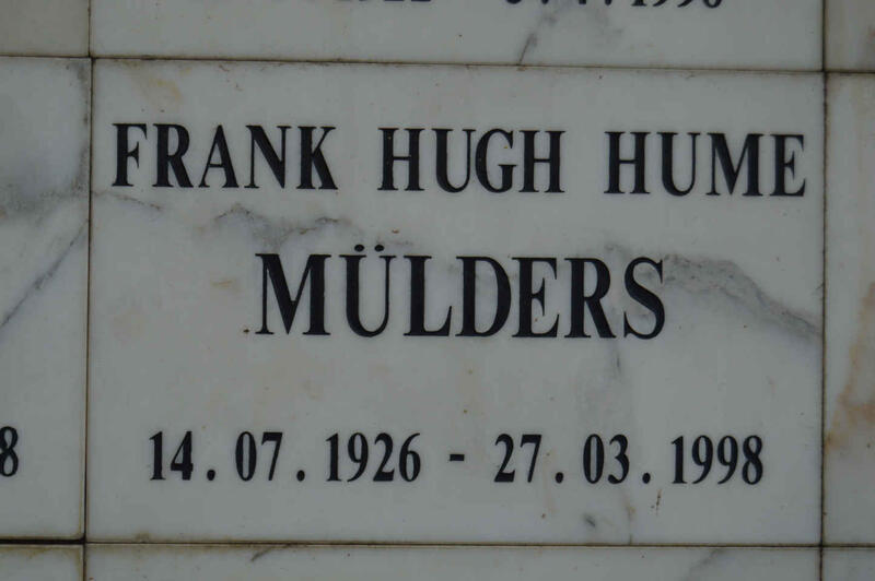 MULDERS Frank Hugh Hume 1926-1998