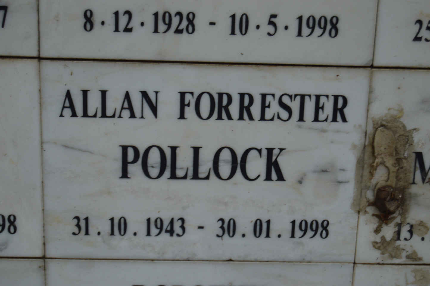 POLLOCK Allan Forrester 1943-1998