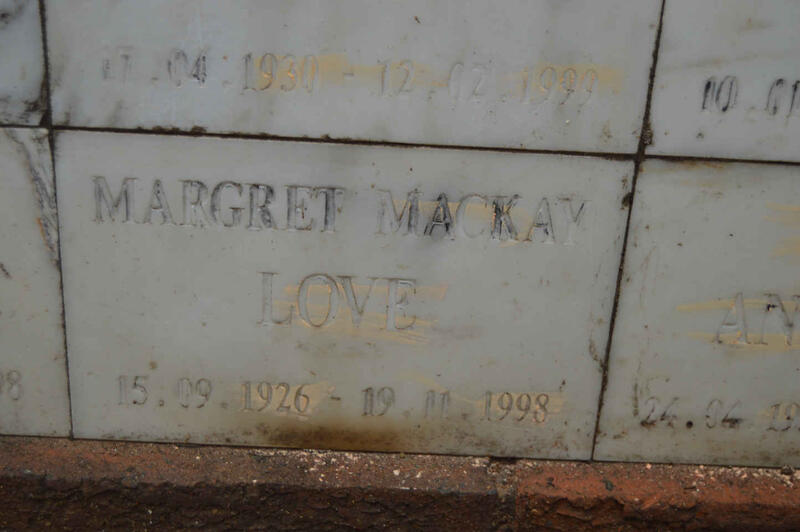 LOVE Margret Mackay 1926-1998