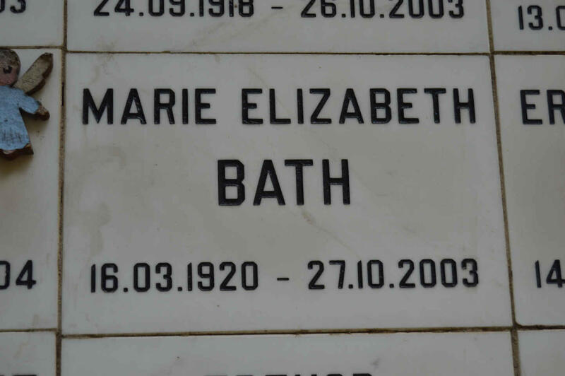 BATH Marie Elizabeth 1920-2003