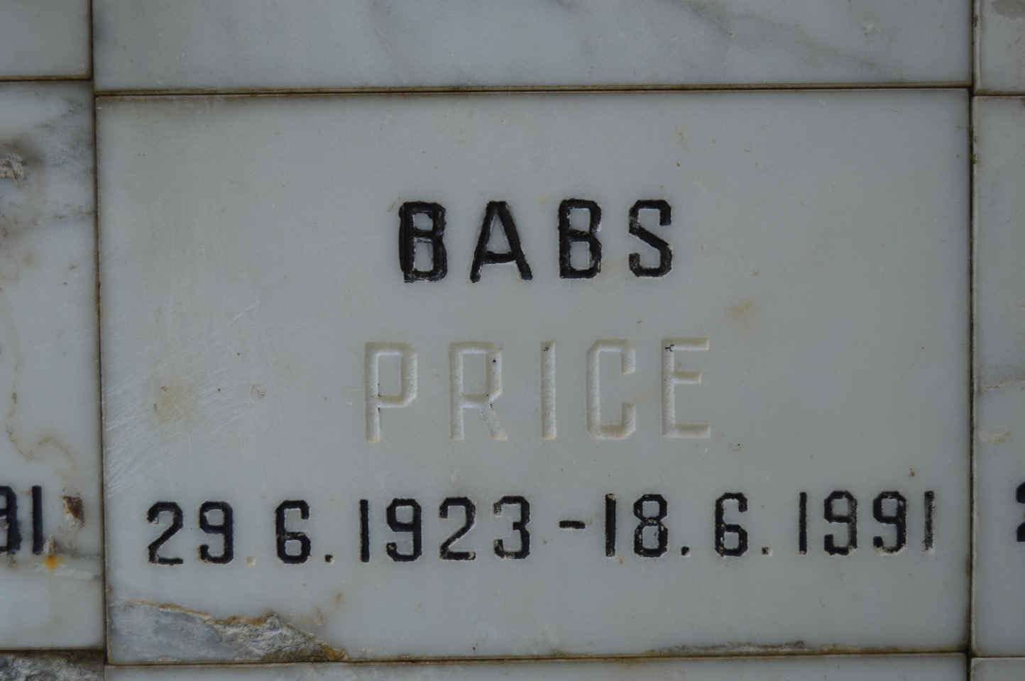 PRICE Babs 1923-1991