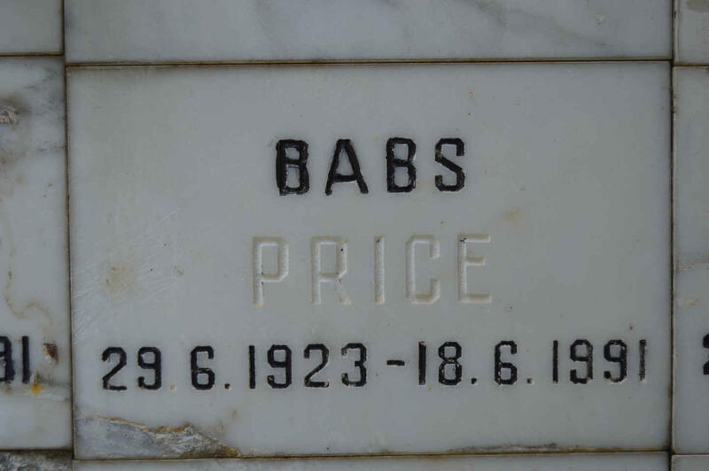PRICE Babs 1923-1991