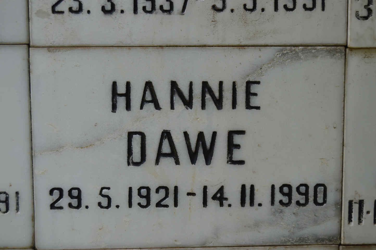 DAWE Hannie 1921-1990