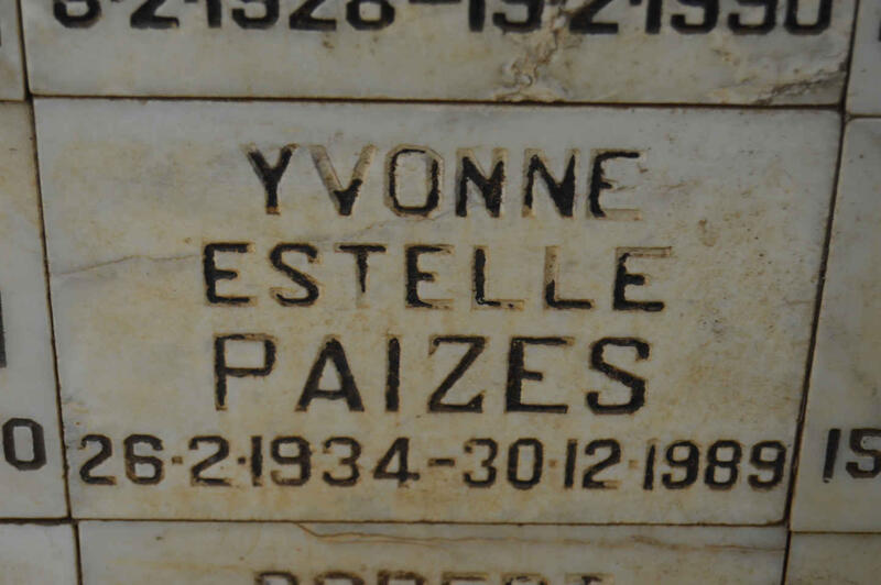 PAIZES Yvonne Estelle 1934-1989