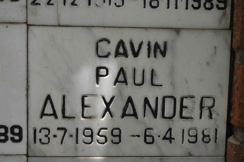 ALEXANDER Gavin Paul 1959-1981