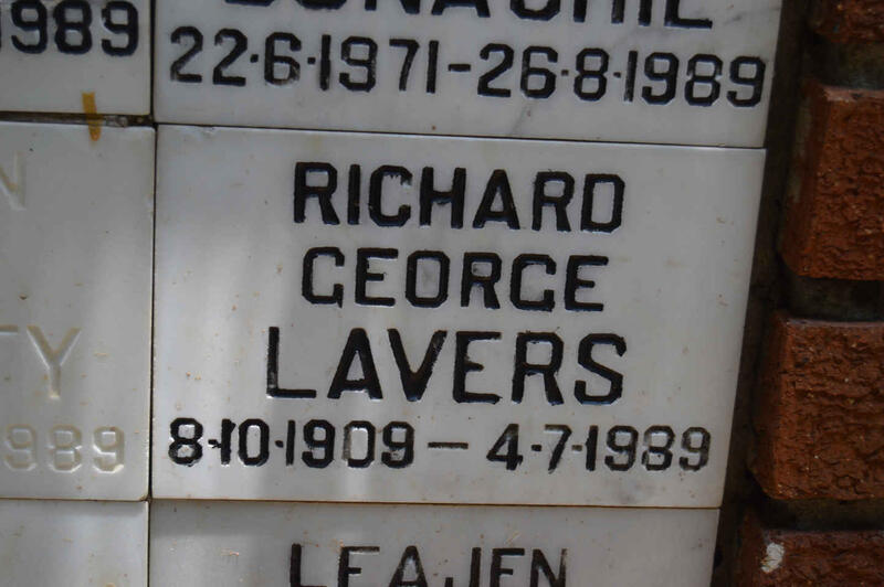 LAVERS Richard George 1909-1989