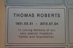 ROBERTS Thomas 1931-2013