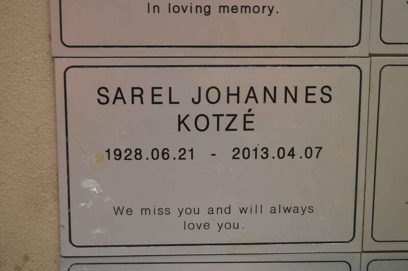 KOTZE Sarel Johannes 1928-2013