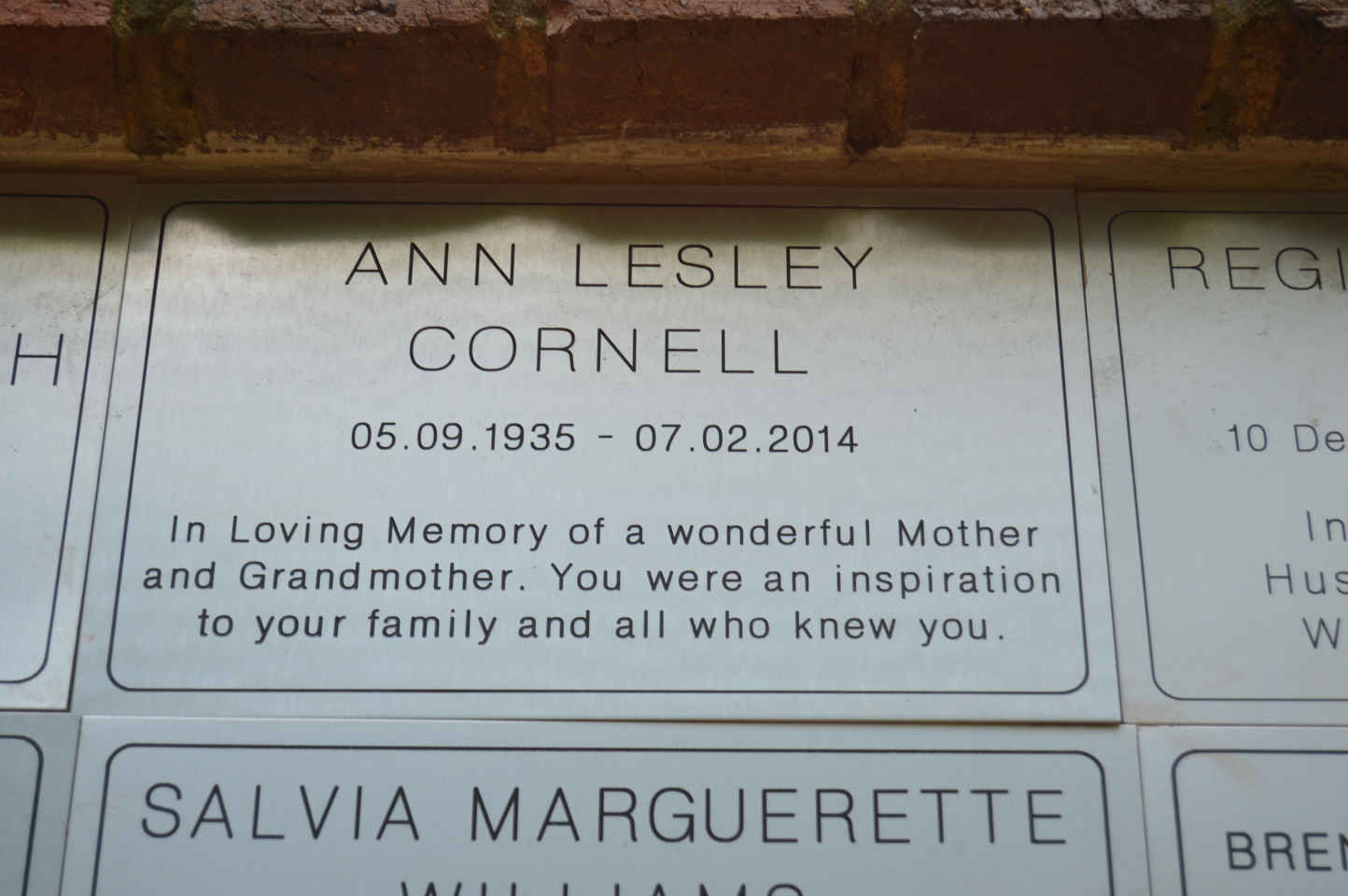 CORNELL Ann Lesley 1935-2014