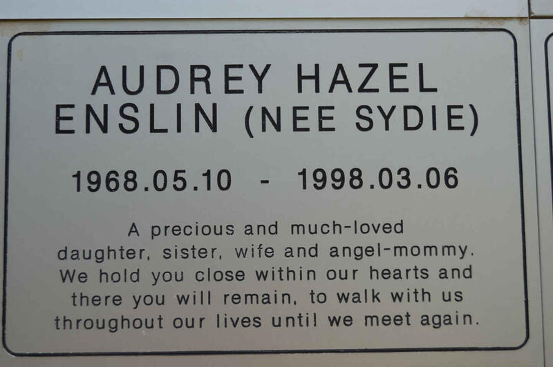 ENSLIN Aubrey Hazel nee SYDIE 1968-1998