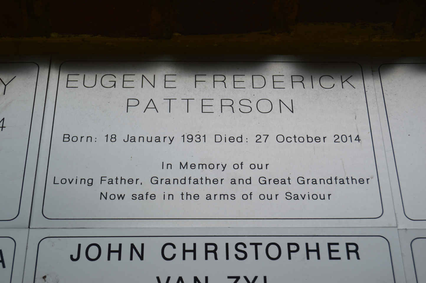 PATTERSON Eugene Frederick 1931-2014