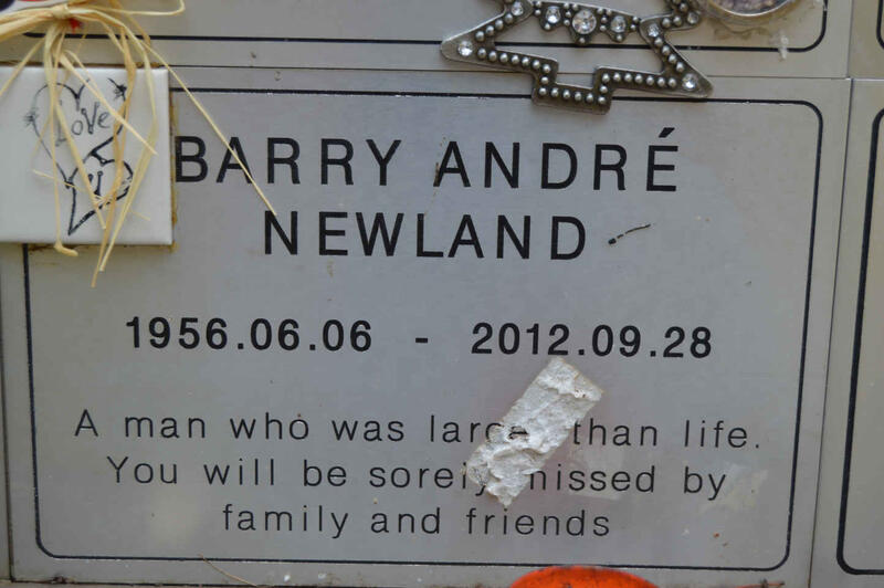 NEWLAND Barry Andre 1956-2012