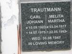 TRAUTMANN Carl Johann 1923-1975 & Melita Martha 1917-1992