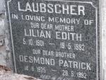 LAUBSCHER Lilian Edith 1901-1992 :: LAUBSCHER Desmond Patrick 1925-1992 