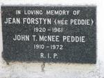 PEDDIE John McNee 1910-1972 :: FORSTYN Jean Forstyn nee PEDDIE 1920-1961