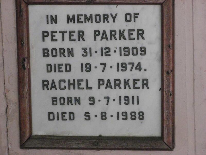 PARKER Peter 1909-1974 & Rachel 1911-1988