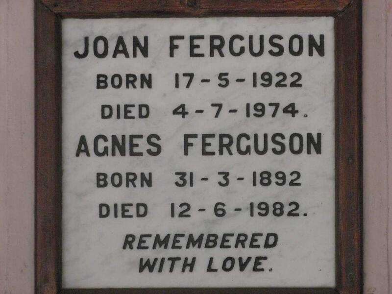 FERGUSON Agnes 1892-1982 :: FERGUSON Joan 1922-1974