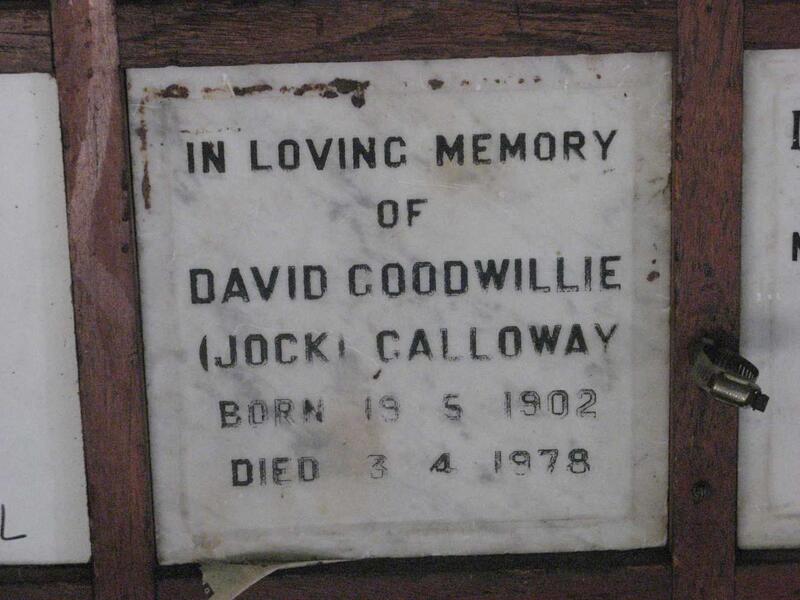 GALLOWAY David Goodwillie 1902-1978