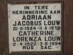 LOUW Adriaan Jacobus 1924-1979 & Catherine Lorenza 1922-1994