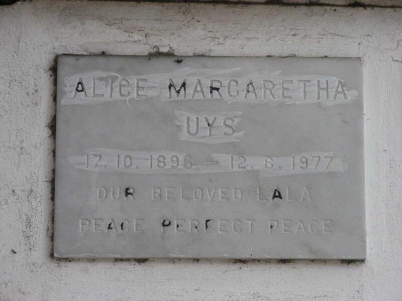 UYS Alice Margaretha 1896-1977