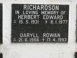 RICHARDSON Herbert Edward 1931-1977 :: RICHARDSON Daryll Rowan 1956-1993