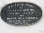 OSBORNE Martin John 1879-1951 & Helen Ann 1885-1947