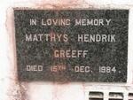 GREEFF Matthys Hendrik -1984
