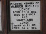 LONDT Warren Richard 1912-1977 & Mary Ann 1915-1996