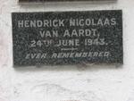 AARDT Hendrick Nicolaas, van -1943