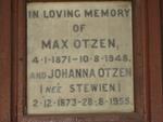OTZEN Max 1871-1948 & Johanna STEWIEN 1873-1955