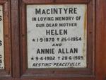 MacINTYRE Helen 1870-1954 :: ALLAN Annie 1902-1989