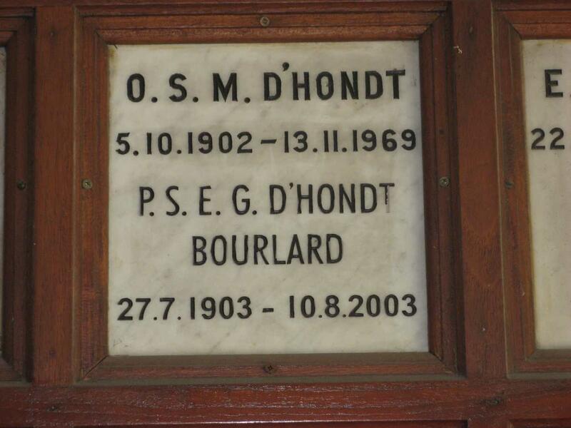 D'HONDT O.S.M. 1902-1969 & P.S.E.G. BOURLARD 1903-2003